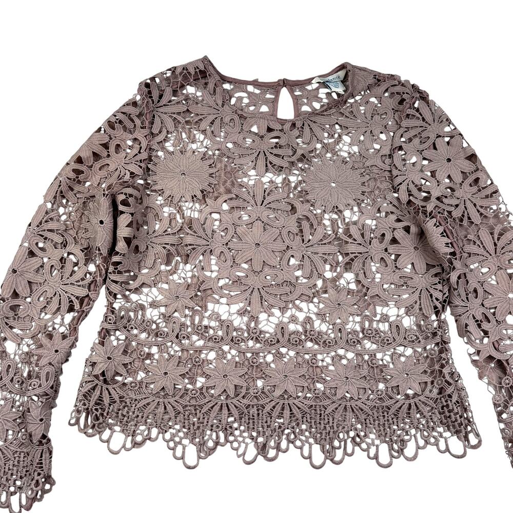 Sundance Crochet Lace Floral Feminine Cottage Long Sleeve Blouse Women's Medium